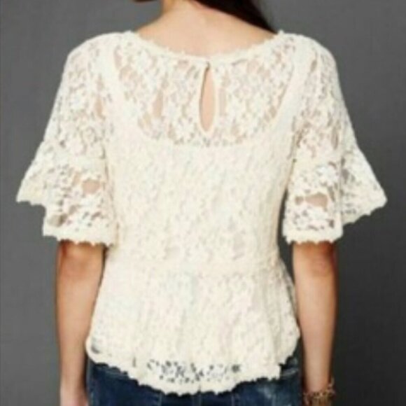 Free People Dainty Lace Bell Sleeve Blouse XS - Picture 3 of 13